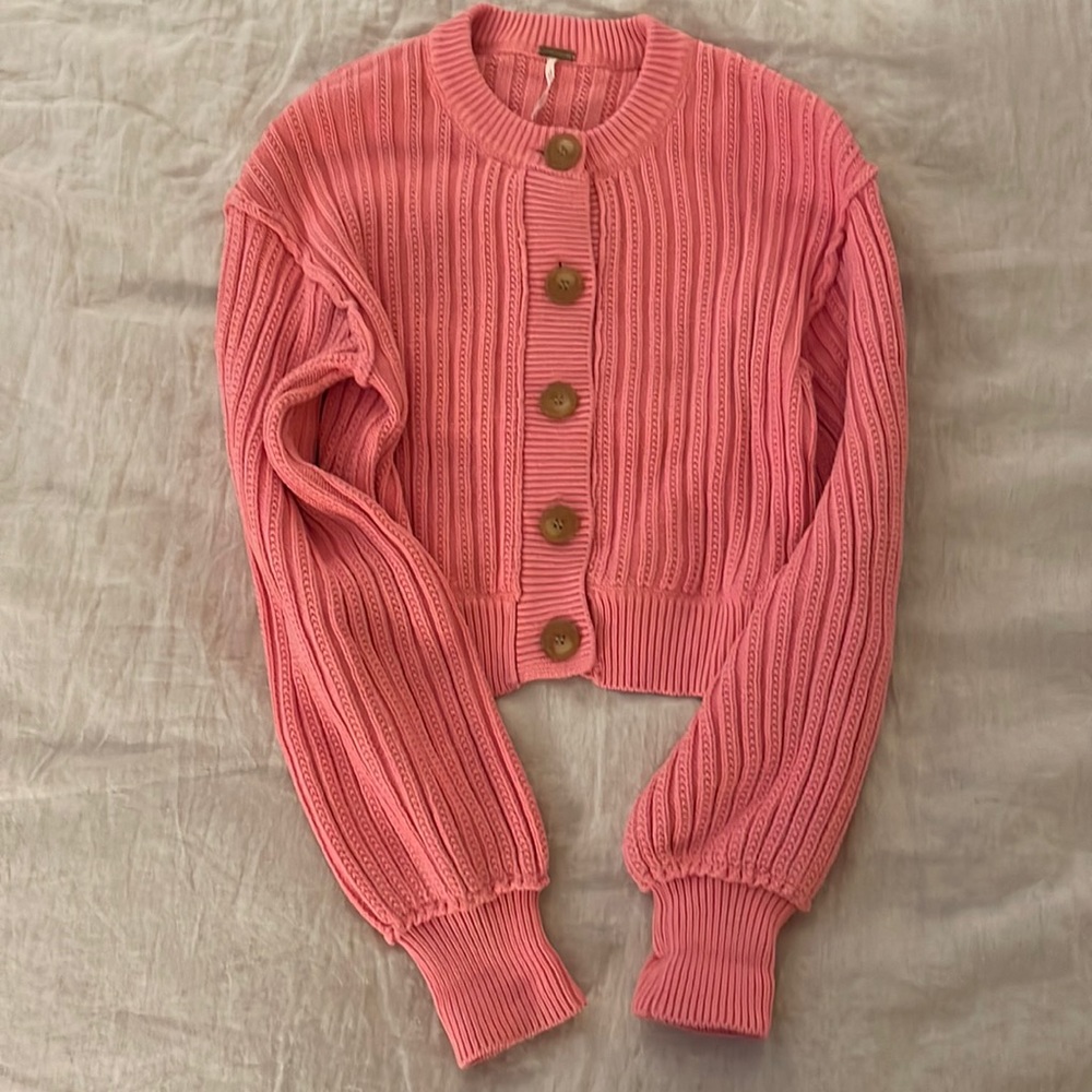 Free People Ribbed Cropped Cardigan
